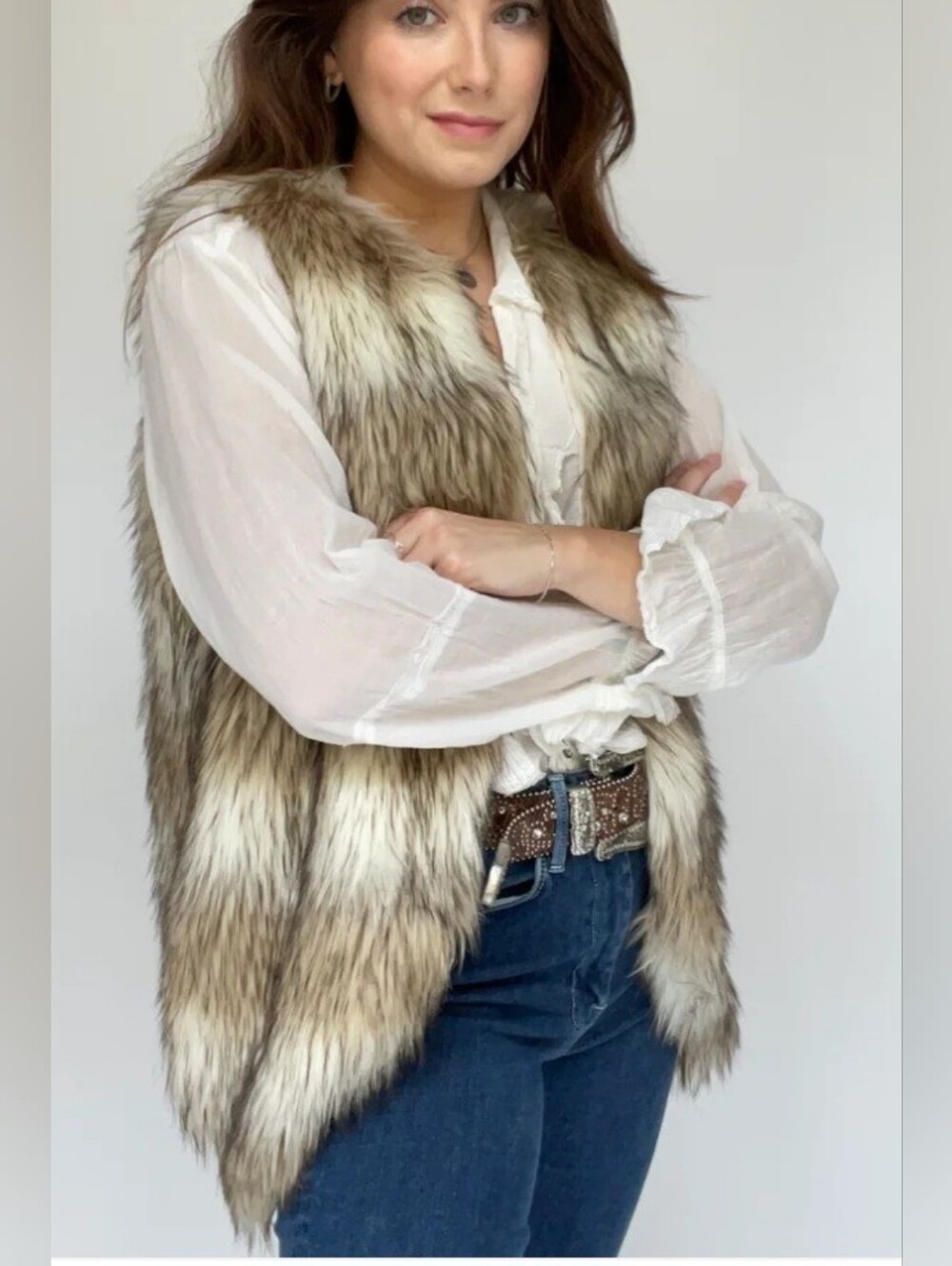 Skies Are Blue Faux Fur Vest - Women’s Size Medium NWOT